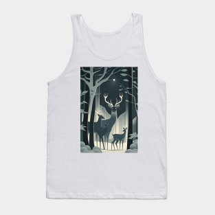 Family of Deer in the Forest at Winter Tank Top